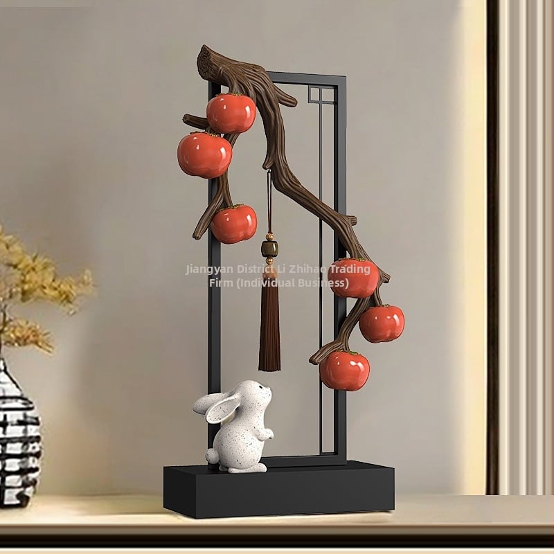 Nappaliba szóló dekoratív szobor TV-szekrényhez - gyanta, új kínai stílus, polírozott felület, születésnapi ajándék