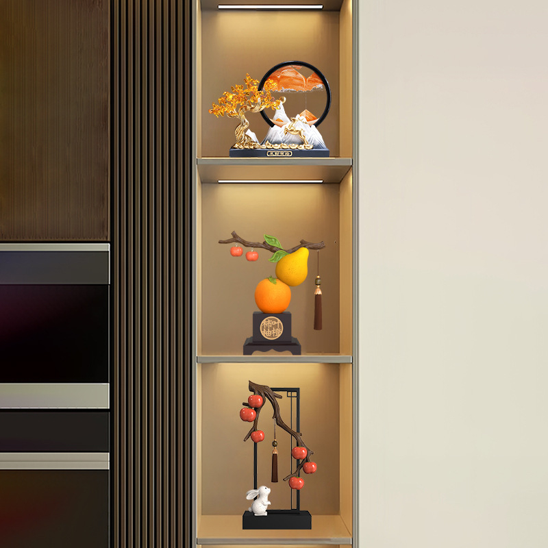 Nappaliba szóló dekoratív szobor TV-szekrényhez - gyanta, új kínai stílus, polírozott felület, születésnapi ajándék