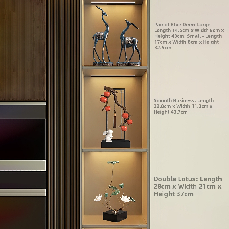 Nappaliba szóló dekoratív szobor TV-szekrényhez - gyanta, új kínai stílus, polírozott felület, születésnapi ajándék