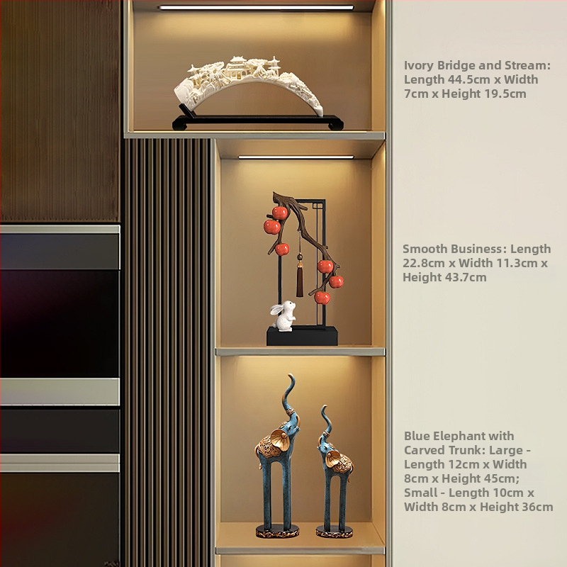 Nappaliba szóló dekoratív szobor TV-szekrényhez - gyanta, új kínai stílus, polírozott felület, születésnapi ajándék