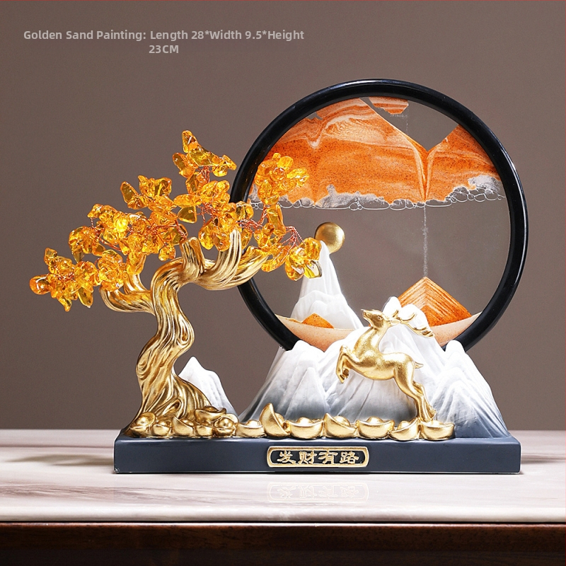 Nappaliba szóló dekoratív szobor TV-szekrényhez - gyanta, új kínai stílus, polírozott felület, születésnapi ajándék