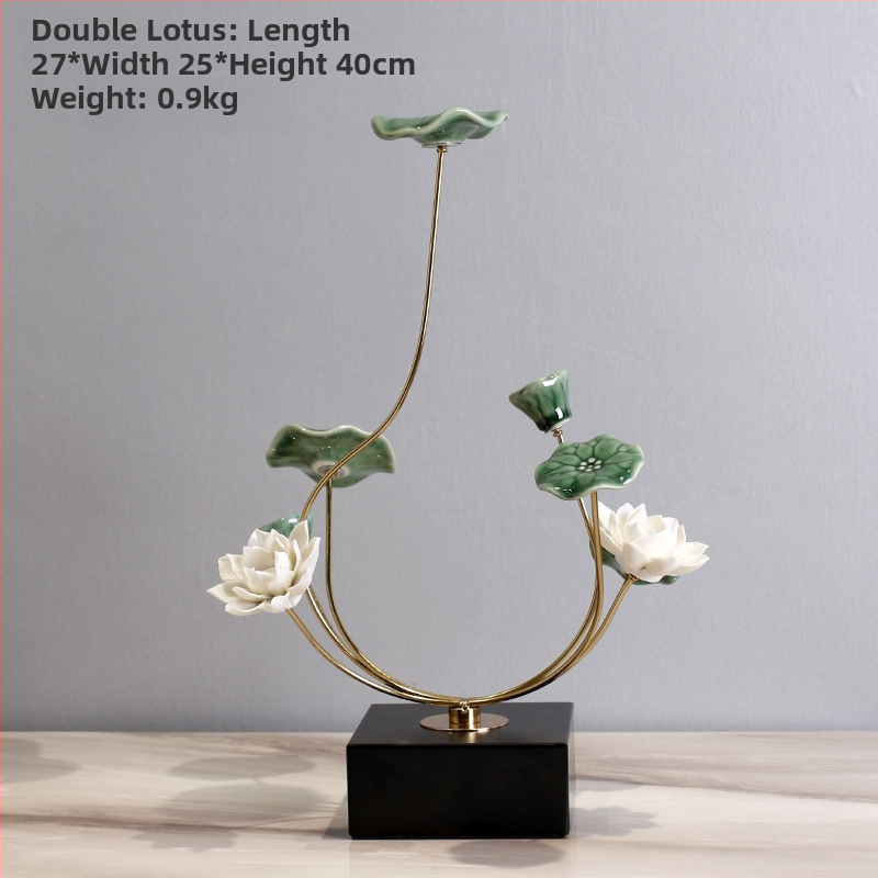 Nappaliba szóló dekoratív szobor TV-szekrényhez - gyanta, új kínai stílus, polírozott felület, születésnapi ajándék