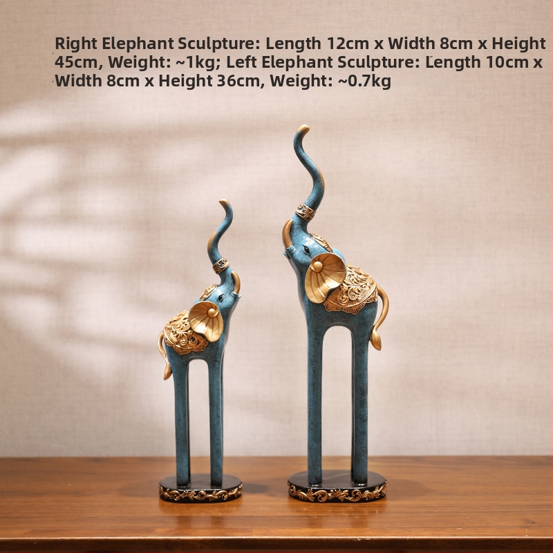 Nappaliba szóló dekoratív szobor TV-szekrényhez - gyanta, új kínai stílus, polírozott felület, születésnapi ajándék