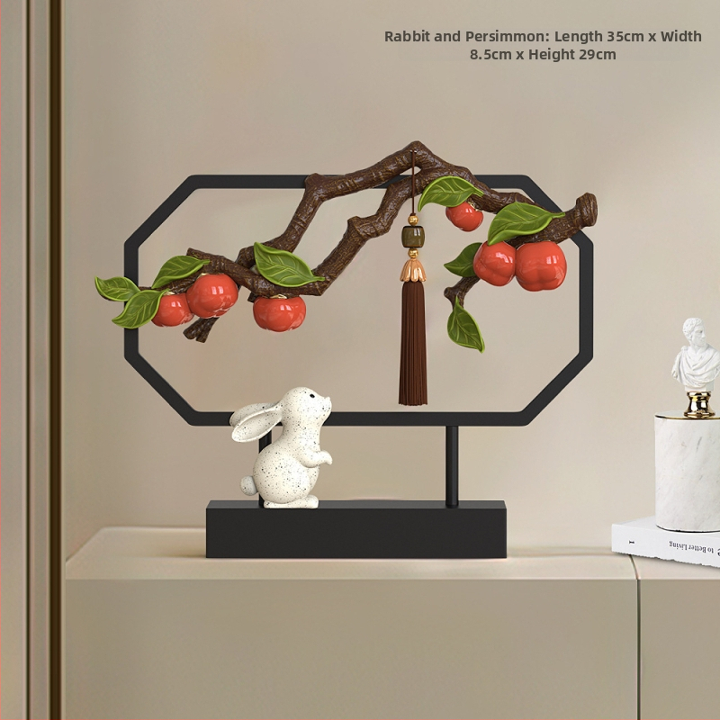 Nappaliba szóló dekoratív szobor TV-szekrényhez - gyanta, új kínai stílus, polírozott felület, születésnapi ajándék