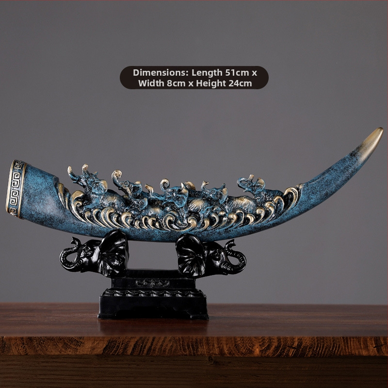 Nappaliba szóló dekoratív szobor TV-szekrényhez - gyanta, új kínai stílus, polírozott felület, születésnapi ajándék