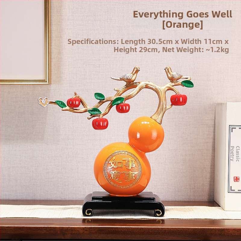 Nappaliba szóló dekoratív szobor TV-szekrényhez - gyanta, új kínai stílus, polírozott felület, születésnapi ajándék