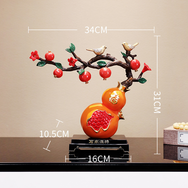 Nappaliba szóló dekoratív szobor TV-szekrényhez - gyanta, új kínai stílus, polírozott felület, születésnapi ajándék