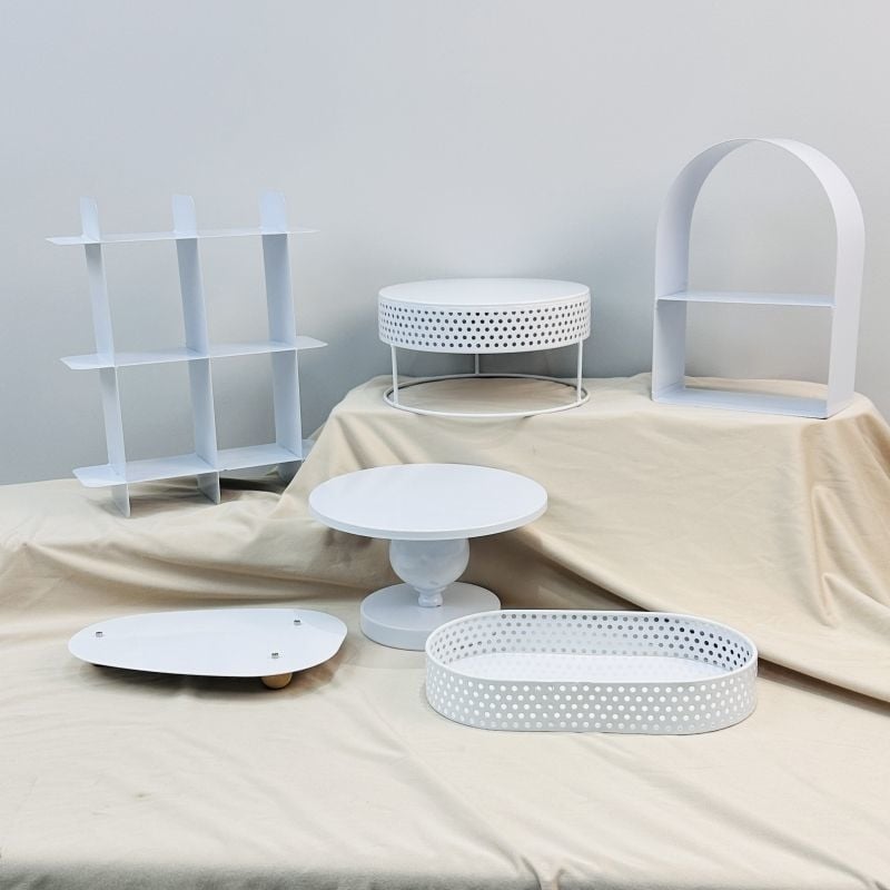 Esküvői és születésnapi desszert kiállító állvány, vas kivitel, egyszerű stílus