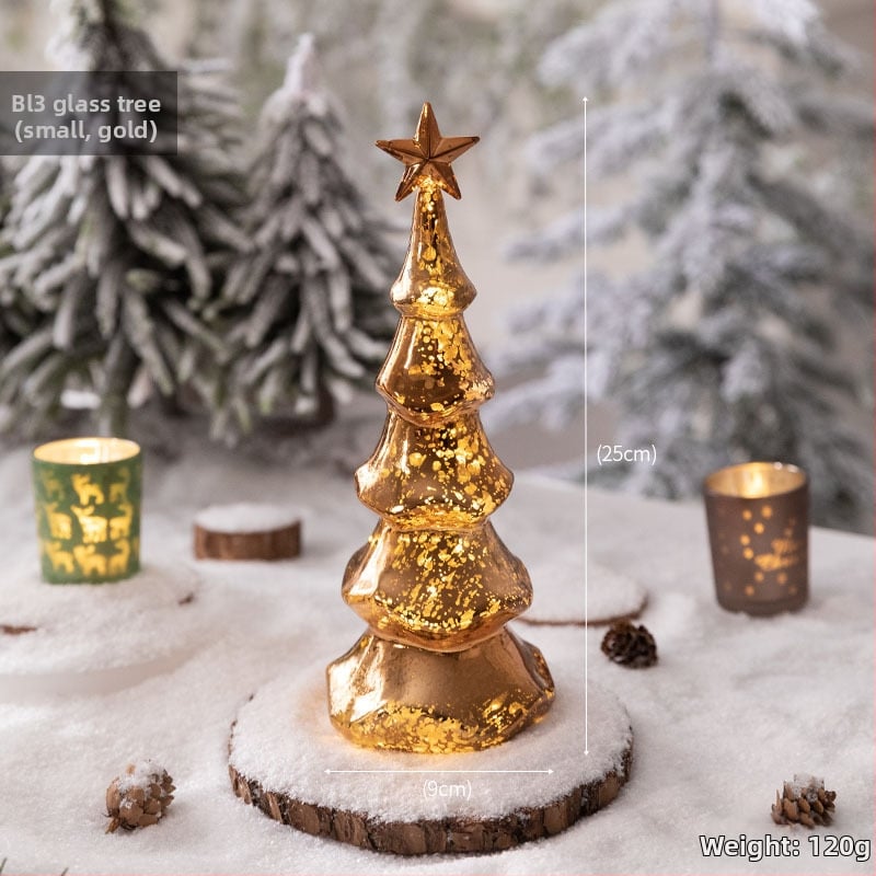 Jackie стъклена коледна елха — настолна осветена украса в европейски стил (Материал: стъкло; Марка: Jackie; Използване: настолна украса; Категория: коледна елха; IP: Не)