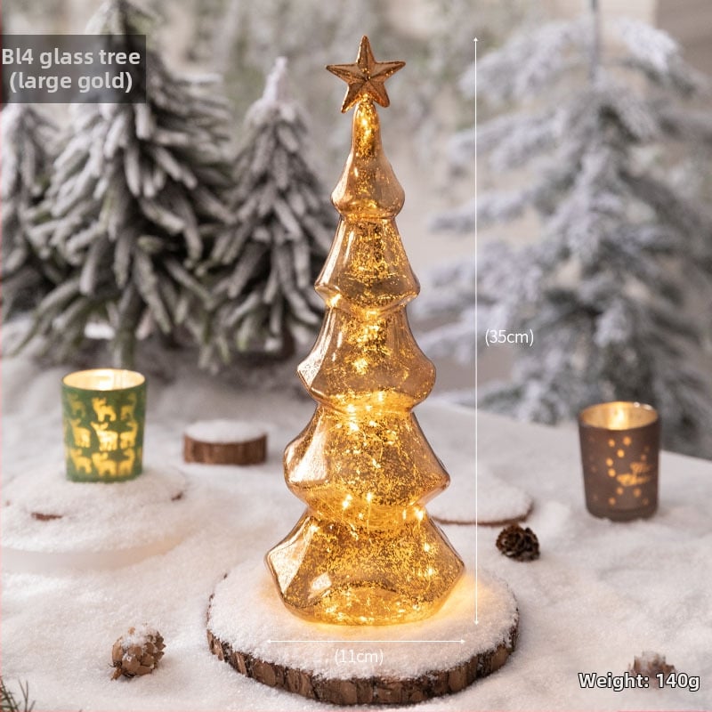 Jackie стъклена коледна елха — настолна осветена украса в европейски стил (Материал: стъкло; Марка: Jackie; Използване: настолна украса; Категория: коледна елха; IP: Не)