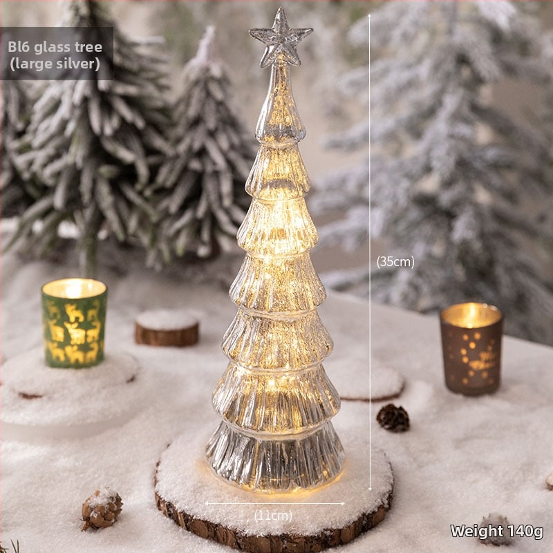 Jackie стъклена коледна елха — настолна осветена украса в европейски стил (Материал: стъкло; Марка: Jackie; Използване: настолна украса; Категория: коледна елха; IP: Не)