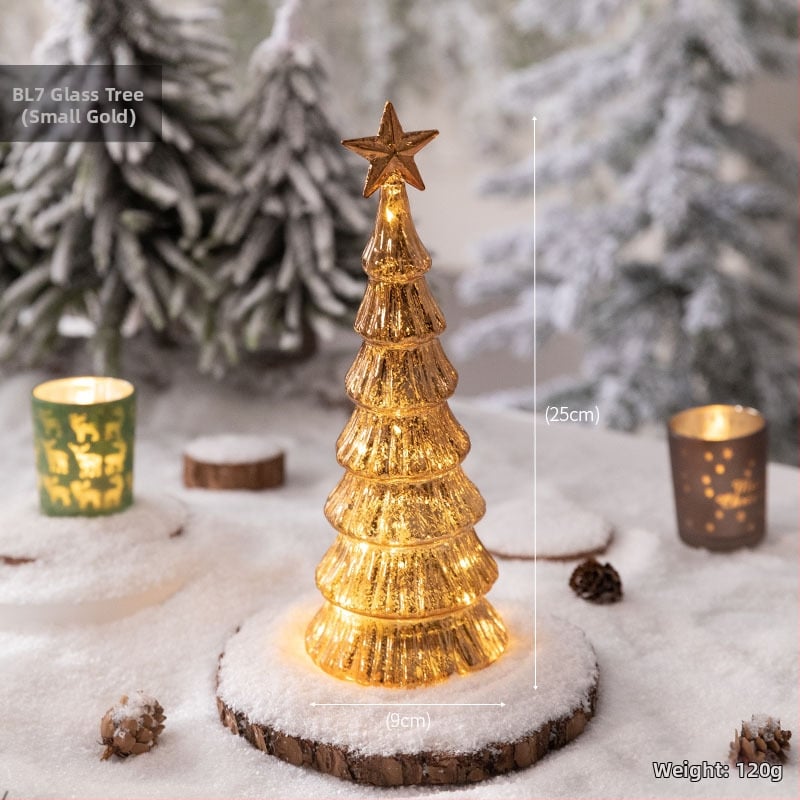 Jackie стъклена коледна елха — настолна осветена украса в европейски стил (Материал: стъкло; Марка: Jackie; Използване: настолна украса; Категория: коледна елха; IP: Не)