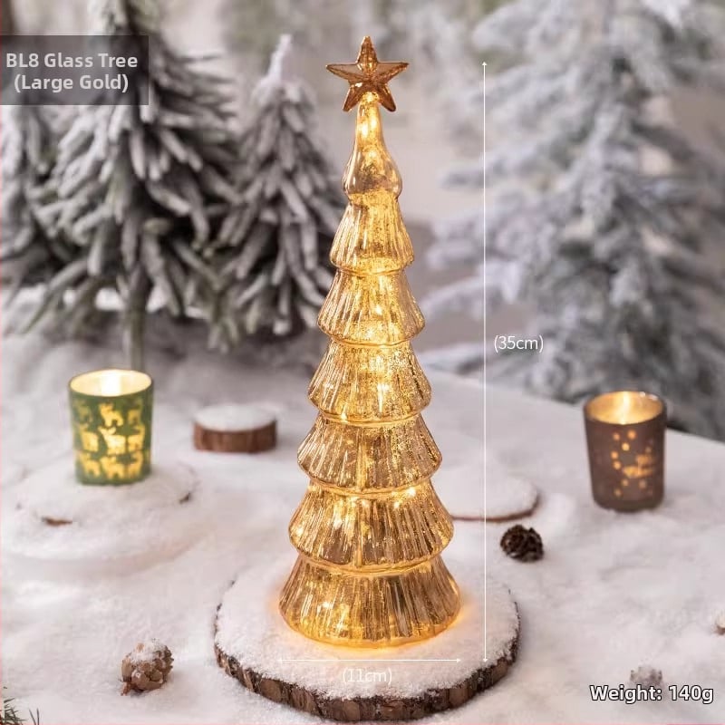 Jackie стъклена коледна елха — настолна осветена украса в европейски стил (Материал: стъкло; Марка: Jackie; Използване: настолна украса; Категория: коледна елха; IP: Не)