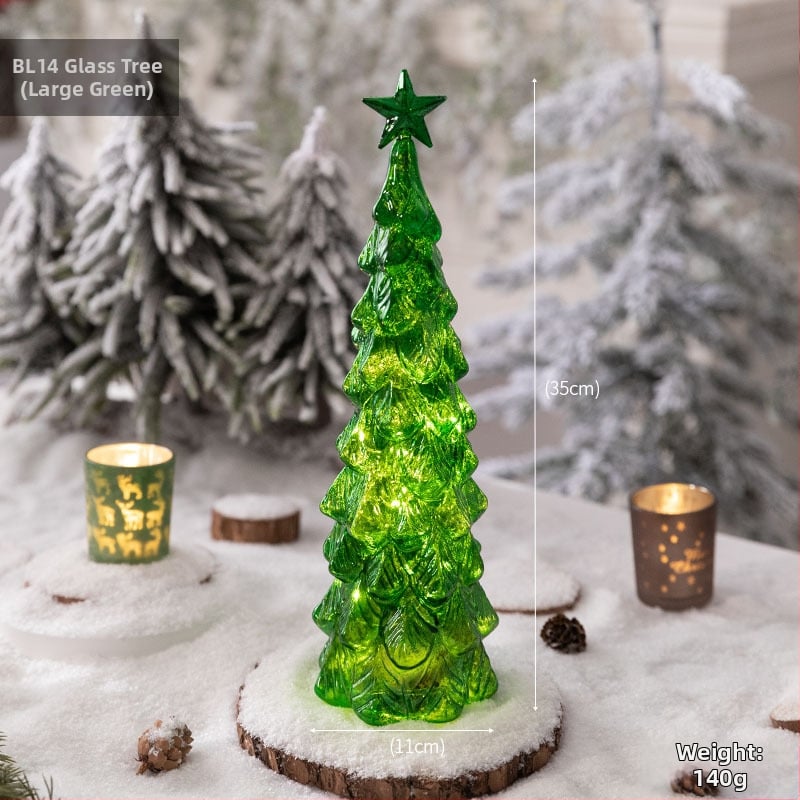 Jackie стъклена коледна елха — настолна осветена украса в европейски стил (Материал: стъкло; Марка: Jackie; Използване: настолна украса; Категория: коледна елха; IP: Не)