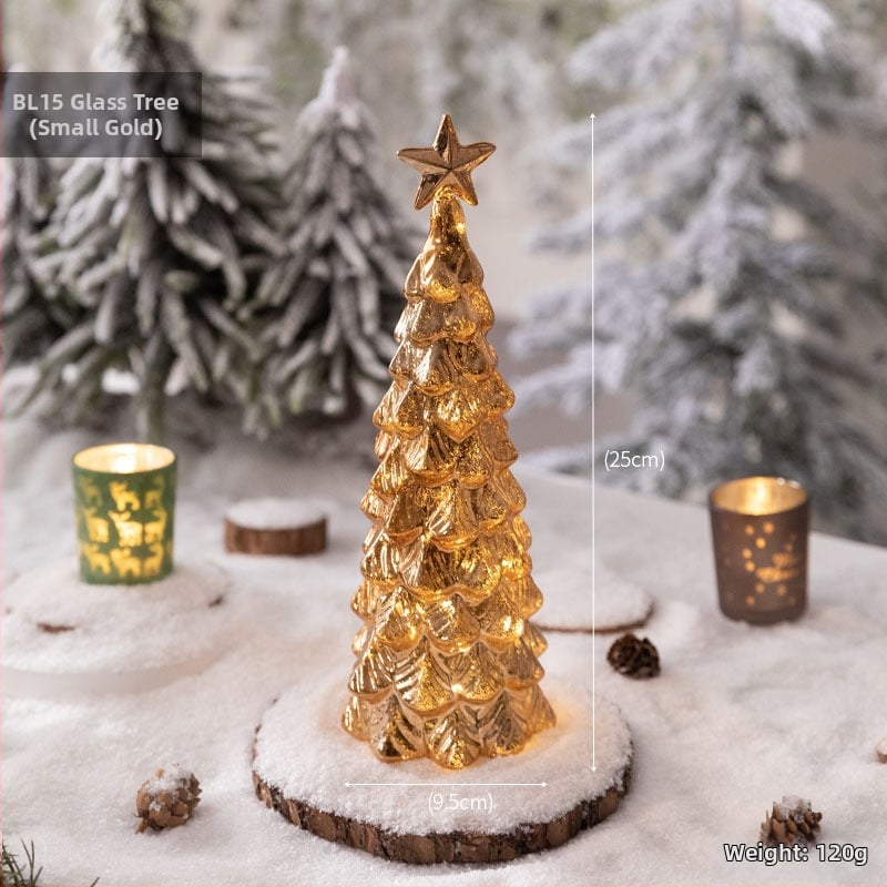 Jackie стъклена коледна елха — настолна осветена украса в европейски стил (Материал: стъкло; Марка: Jackie; Използване: настолна украса; Категория: коледна елха; IP: Не)