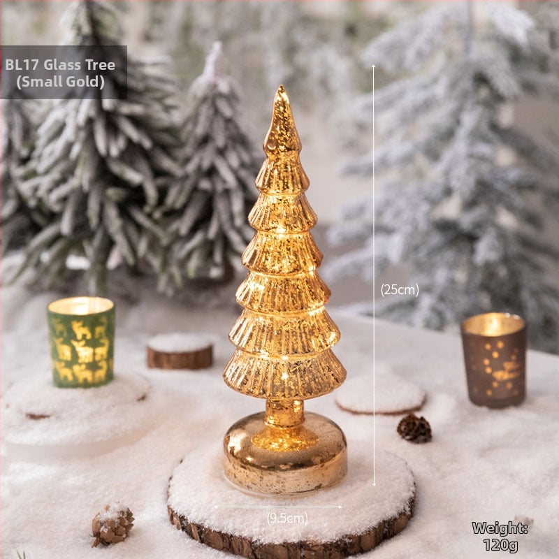 Jackie стъклена коледна елха — настолна осветена украса в европейски стил (Материал: стъкло; Марка: Jackie; Използване: настолна украса; Категория: коледна елха; IP: Не)