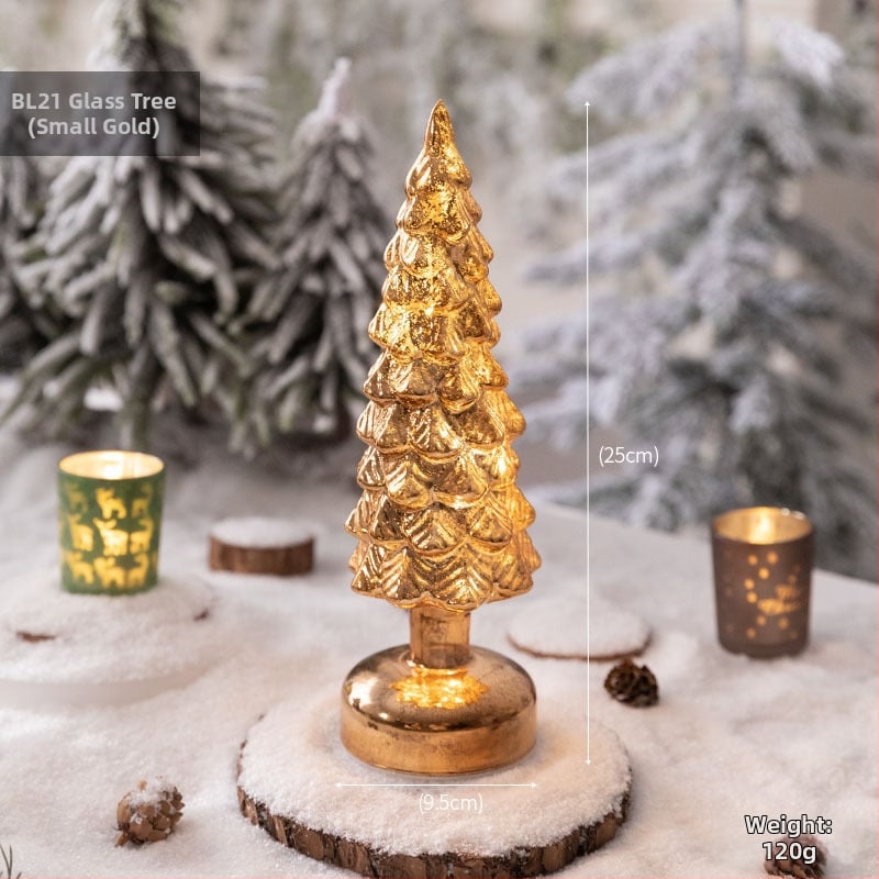 Jackie стъклена коледна елха — настолна осветена украса в европейски стил (Материал: стъкло; Марка: Jackie; Използване: настолна украса; Категория: коледна елха; IP: Не)