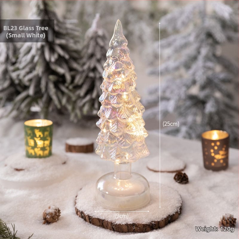 Jackie стъклена коледна елха — настолна осветена украса в европейски стил (Материал: стъкло; Марка: Jackie; Използване: настолна украса; Категория: коледна елха; IP: Не)