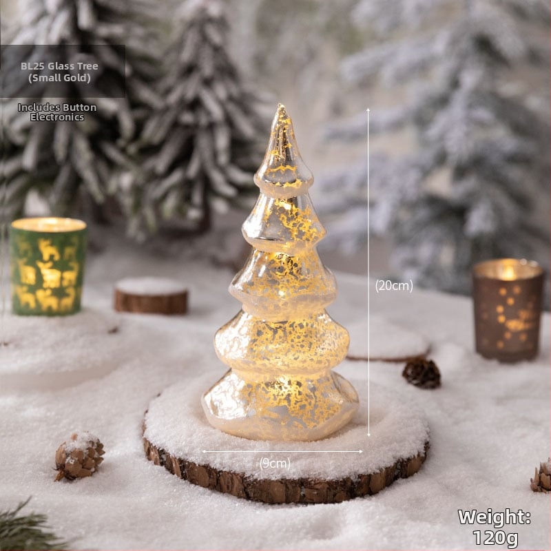 Jackie стъклена коледна елха — настолна осветена украса в европейски стил (Материал: стъкло; Марка: Jackie; Използване: настолна украса; Категория: коледна елха; IP: Не)