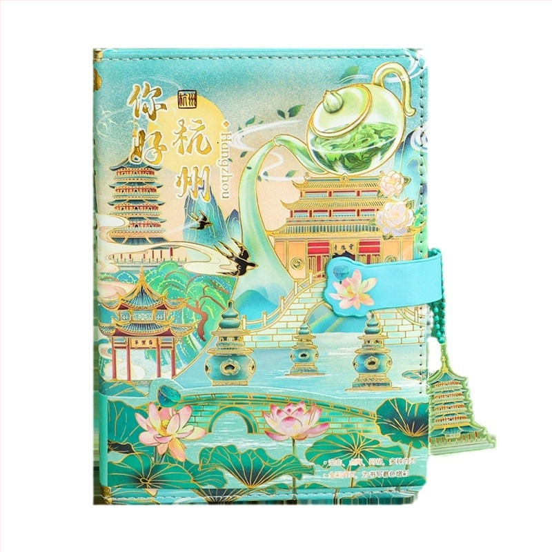 City Notes Zostava – Téma Turistické atrakcie, Papierový Zápisník, Páska s puzzle, Nálepky, Pero na podpis, Darček v modernom umeleckom štýle