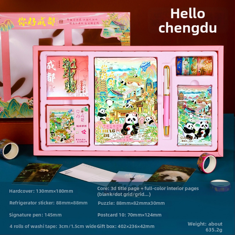 City Notes Napló Készlet – Utazási Látnivalók téma, Papír Napló, Kirakós Szalag és Matricák, Aláírás Toll, Modern Művészeti Ajándékcsomag