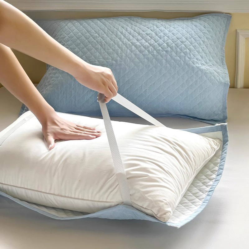 Σετ δύο μαξιλαροθηκών, 100% βαμβάκι, αντιακάρεα, με αντιολισθητικό ιμάντα, Vanbottomia power factory