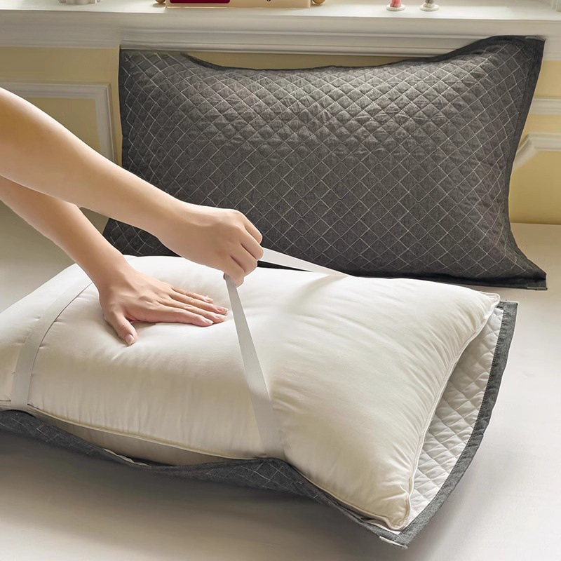 Σετ δύο μαξιλαροθηκών, 100% βαμβάκι, αντιακάρεα, με αντιολισθητικό ιμάντα, Vanbottomia power factory