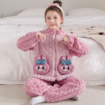 Vaikų žiemos naktiniai su užtrauktuvu, storas fliso pamušalas, dryžių raštas, stovinčios apykaklės, 95% poliester