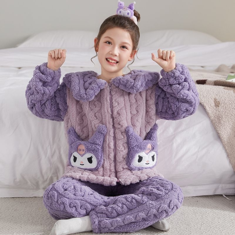 Vaikų žiemos naktiniai su užtrauktuvu, storas fliso pamušalas, dryžių raštas, stovinčios apykaklės, 95% poliester