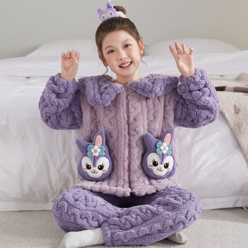 Vaikų žiemos naktiniai su užtrauktuvu, storas fliso pamušalas, dryžių raštas, stovinčios apykaklės, 95% poliester