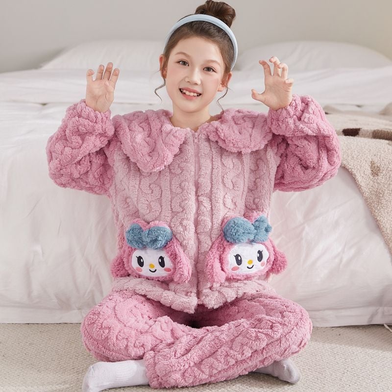 Vaikų žiemos naktiniai su užtrauktuvu, storas fliso pamušalas, dryžių raštas, stovinčios apykaklės, 95% poliester