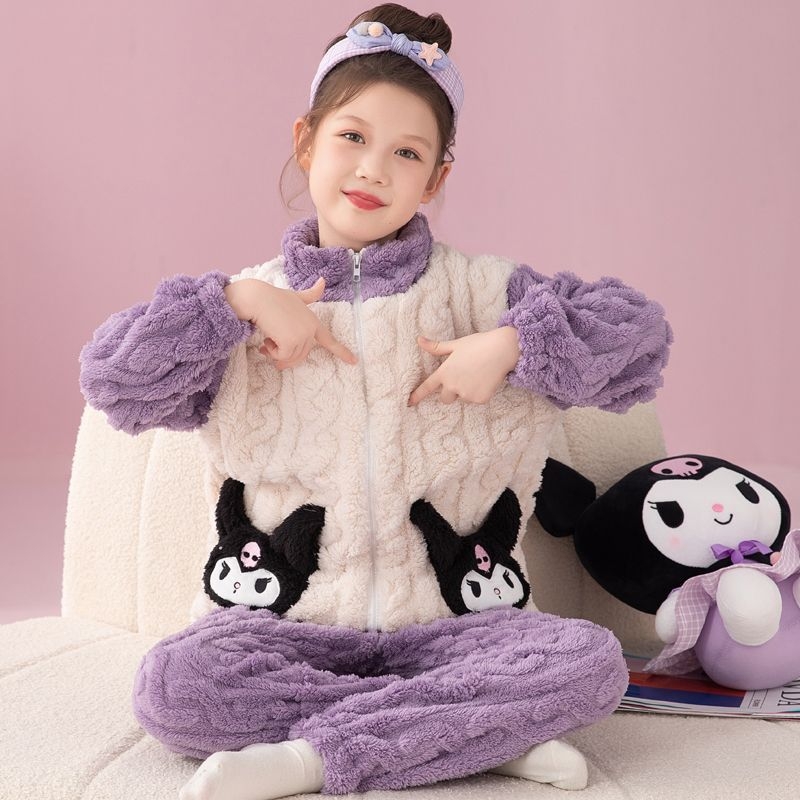 Vaikų žiemos naktiniai su užtrauktuvu, storas fliso pamušalas, dryžių raštas, stovinčios apykaklės, 95% poliester