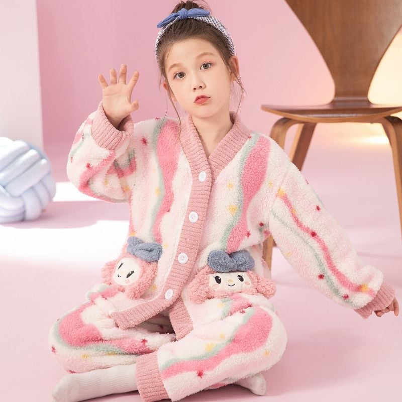 Vaikų žiemos naktiniai su užtrauktuvu, storas fliso pamušalas, dryžių raštas, stovinčios apykaklės, 95% poliester