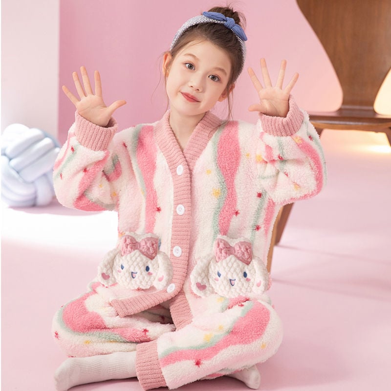 Vaikų žiemos naktiniai su užtrauktuvu, storas fliso pamušalas, dryžių raštas, stovinčios apykaklės, 95% poliester