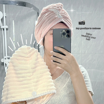 Nedves hajra szárító női sapka, nedvszívó, turbán, kettős réteg, korál fleece anyag, 150D szál, hat szálas szövés, súly kevesebb mint 30 g