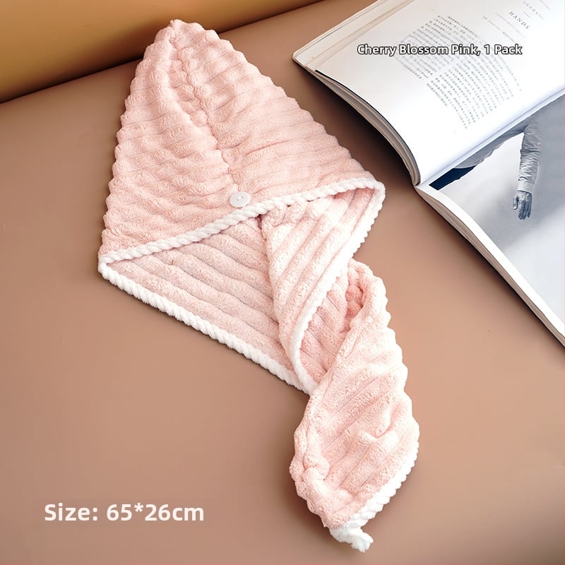 Nedves hajra szárító női sapka, nedvszívó, turbán, kettős réteg, korál fleece anyag, 150D szál, hat szálas szövés, súly kevesebb mint 30 g