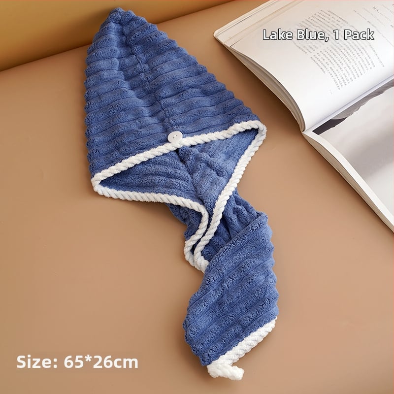 Nedves hajra szárító női sapka, nedvszívó, turbán, kettős réteg, korál fleece anyag, 150D szál, hat szálas szövés, súly kevesebb mint 30 g