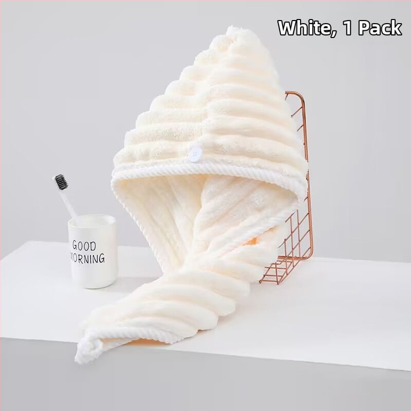 Nedves hajra szárító női sapka, nedvszívó, turbán, kettős réteg, korál fleece anyag, 150D szál, hat szálas szövés, súly kevesebb mint 30 g