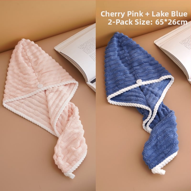 Nedves hajra szárító női sapka, nedvszívó, turbán, kettős réteg, korál fleece anyag, 150D szál, hat szálas szövés, súly kevesebb mint 30 g