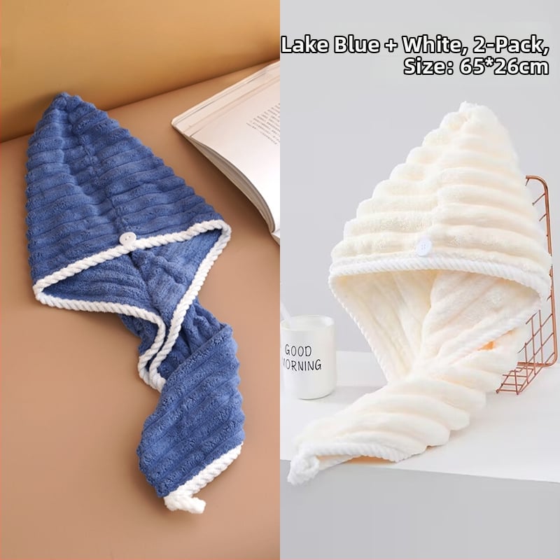 Nedves hajra szárító női sapka, nedvszívó, turbán, kettős réteg, korál fleece anyag, 150D szál, hat szálas szövés, súly kevesebb mint 30 g