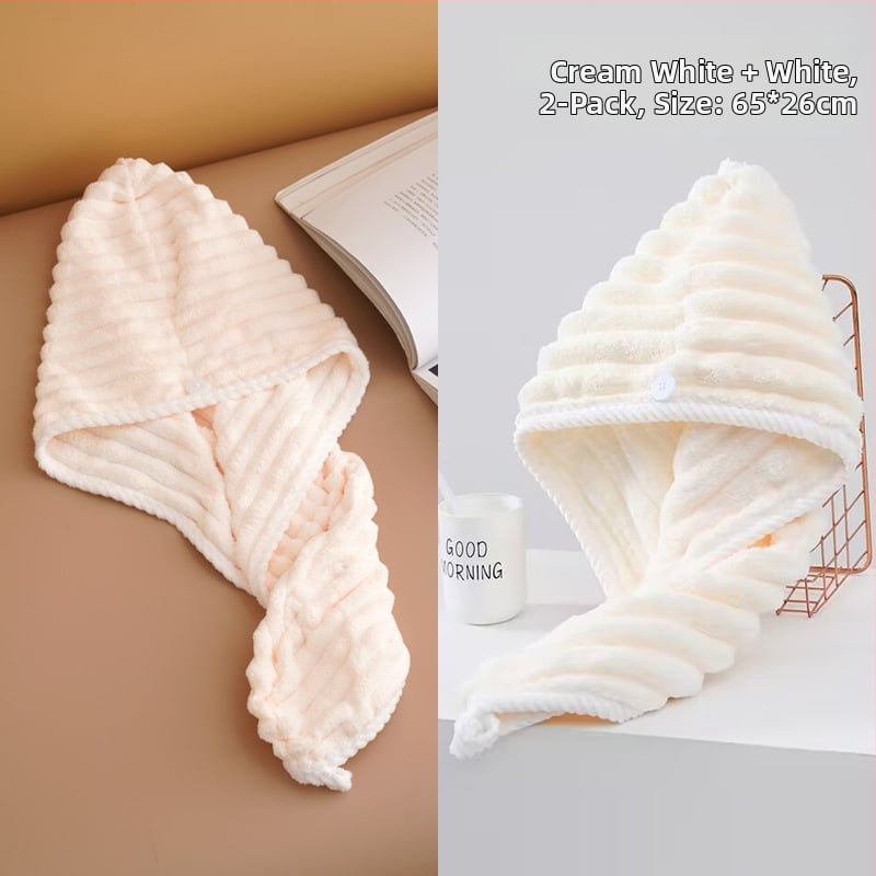 Nedves hajra szárító női sapka, nedvszívó, turbán, kettős réteg, korál fleece anyag, 150D szál, hat szálas szövés, súly kevesebb mint 30 g