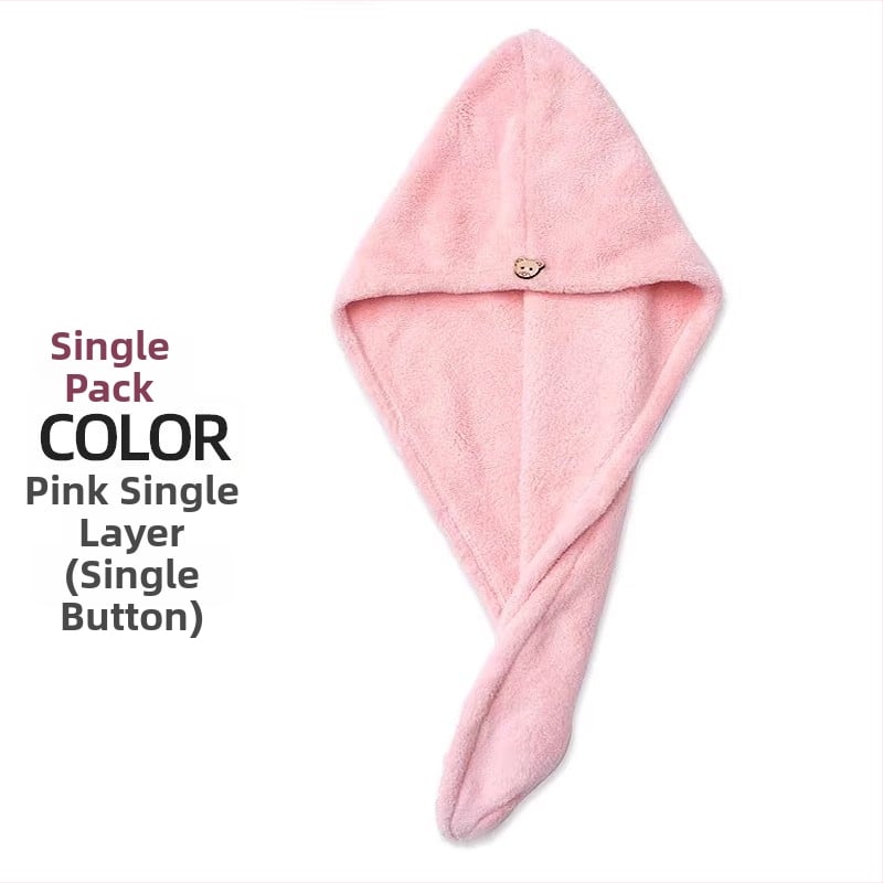 Nedves hajra szárító női sapka, nedvszívó, turbán, kettős réteg, korál fleece anyag, 150D szál, hat szálas szövés, súly kevesebb mint 30 g