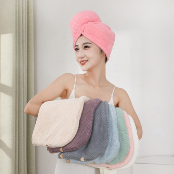 Száraz hajkötő sapka, mikroszálas anyagból, vízfelvevő és gyorsan száradó, dupla rétegű turbán, 150d fonal