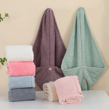 Száraz hajkötő sapka, mikroszálas anyagból, vízfelvevő és gyorsan száradó, dupla rétegű turbán, 150d fonal