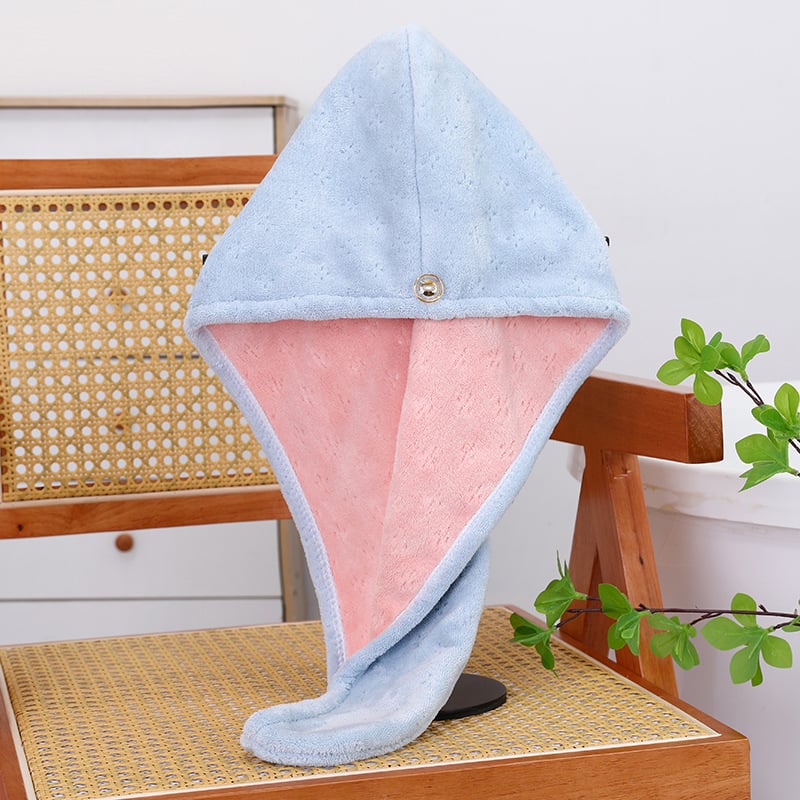 Száraz hajkötő sapka, mikroszálas anyagból, vízfelvevő és gyorsan száradó, dupla rétegű turbán, 150d fonal