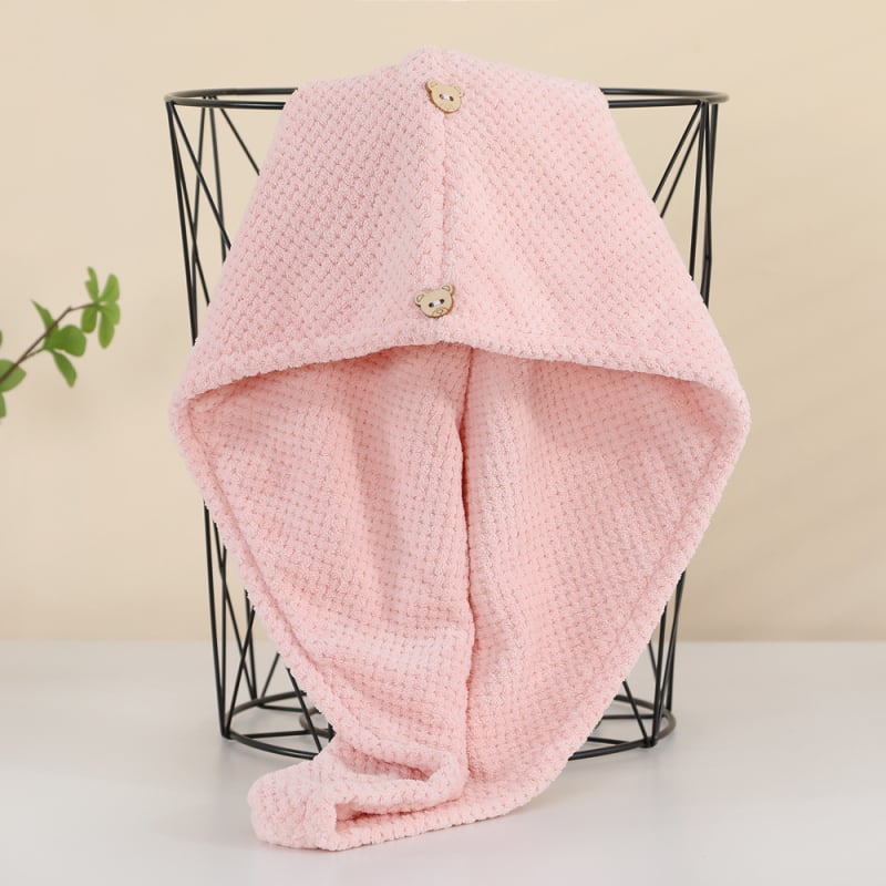 Száraz hajkötő sapka, mikroszálas anyagból, vízfelvevő és gyorsan száradó, dupla rétegű turbán, 150d fonal