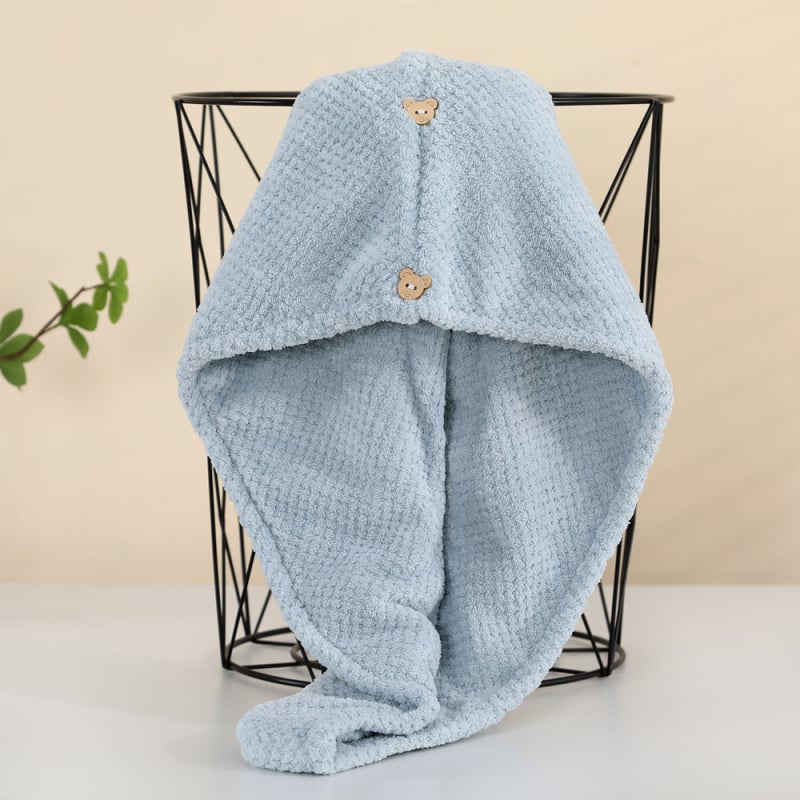 Száraz hajkötő sapka, mikroszálas anyagból, vízfelvevő és gyorsan száradó, dupla rétegű turbán, 150d fonal