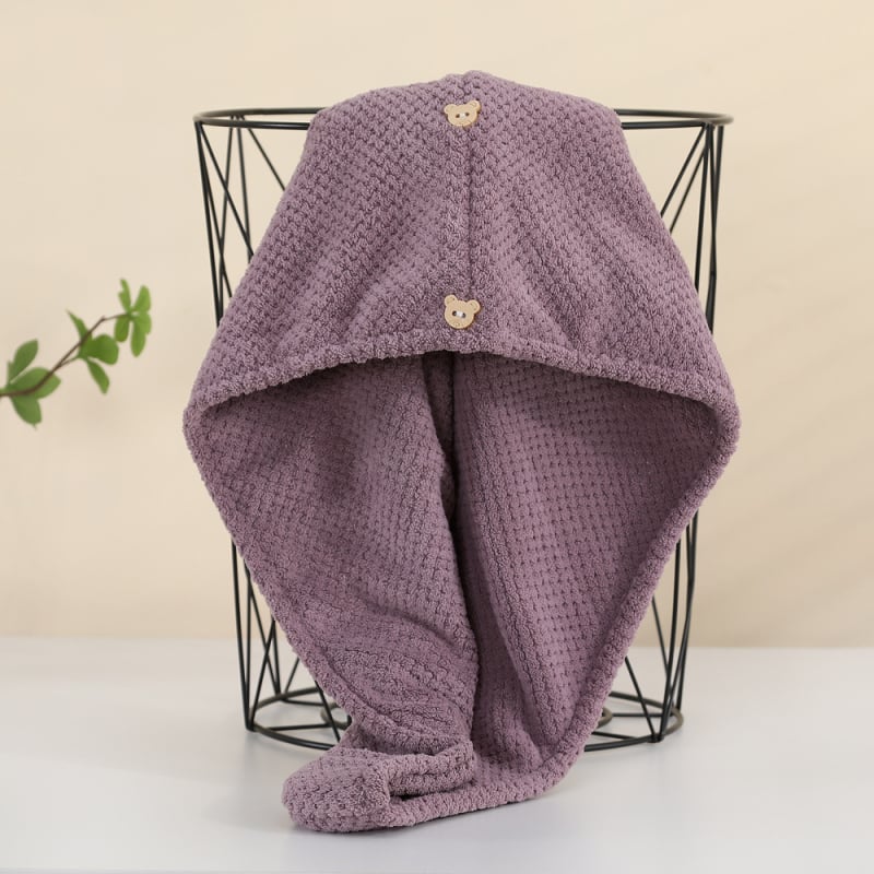 Száraz hajkötő sapka, mikroszálas anyagból, vízfelvevő és gyorsan száradó, dupla rétegű turbán, 150d fonal