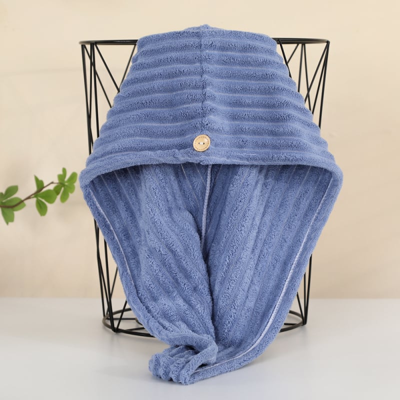 Száraz hajkötő sapka, mikroszálas anyagból, vízfelvevő és gyorsan száradó, dupla rétegű turbán, 150d fonal