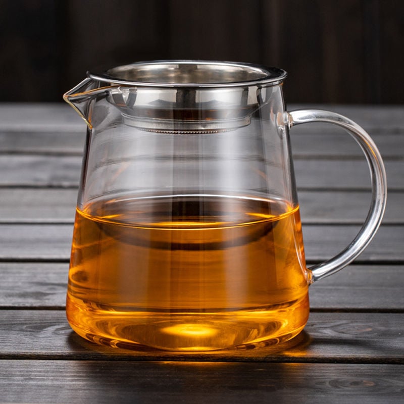 Σετ τσαγιού από θερμοανθεκτικό παχύ γυαλί με ενσωματωμένο φίλτρο για τσάι και φίλτρο έγχυσης
